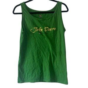 John Deere Green Womens Tank Top Medium 100% Cotton Sleeveless